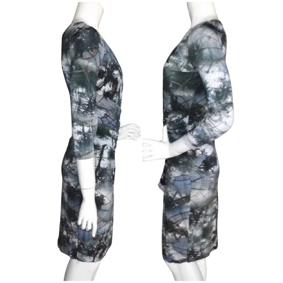 ESCADA Dress,  36/US 6, Elmonde/Forest print, Gathered Waist, Trees/Atrium, Zip - Picture 7 of 15